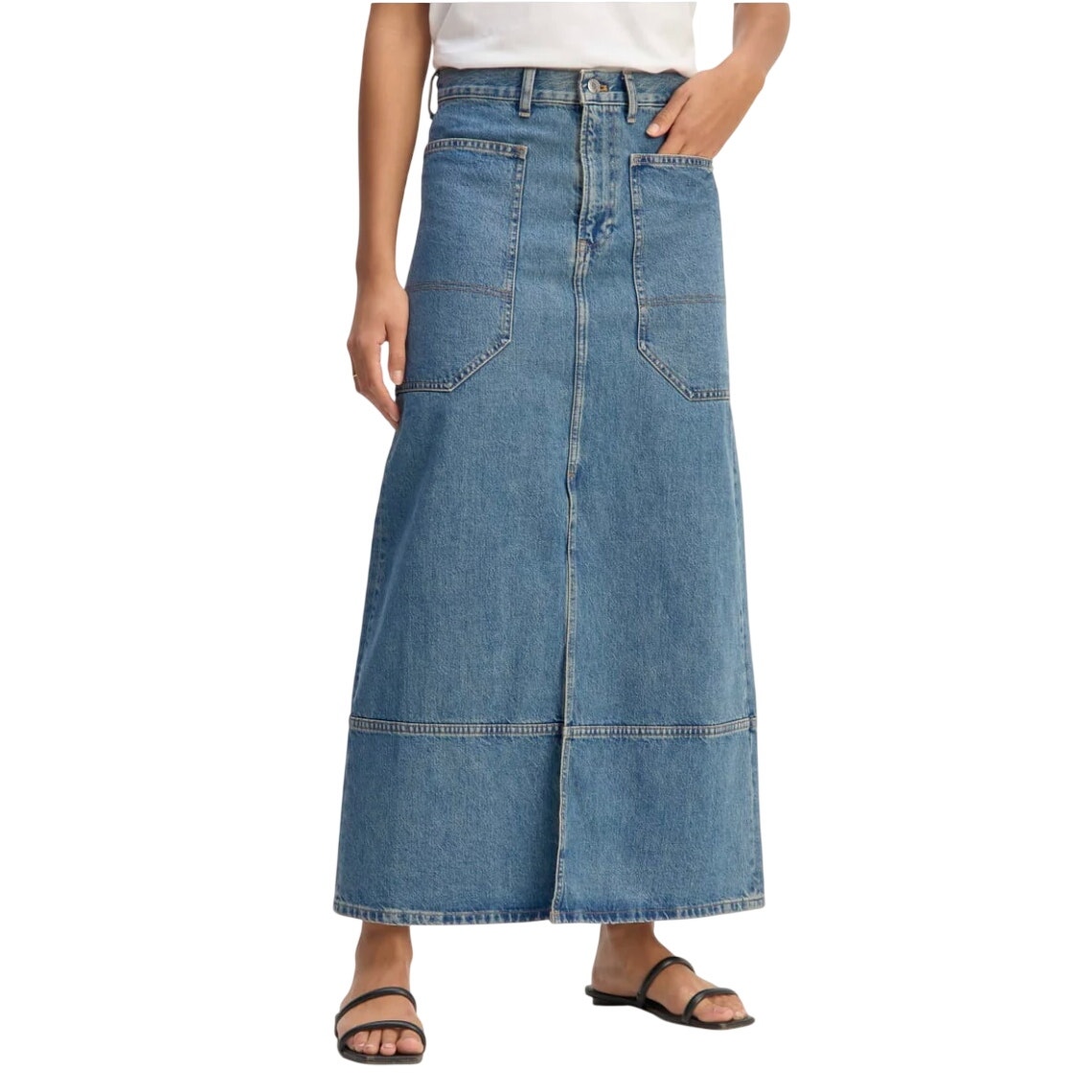 Everlane The Gardener Denim Maxi Skirt Organic Cotton Size 27